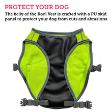 Load image into Gallery viewer, Picture of a bottom of a cooling vest for dogs with a description talking about its protective panel