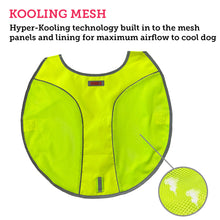 Load image into Gallery viewer, Picture of a bright green safety vest for dogs with a focus on its breathable mesh panels