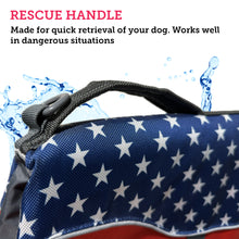Load image into Gallery viewer, Close up of a rescue handle on a dog float vest
